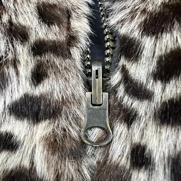 VTG OP Ocean Pacific Faux Fur‎ Animal Print Full Zip Reversible Hooded Jacket XL - Picture 6 of 14